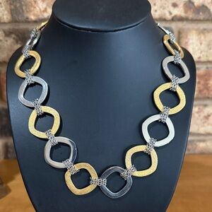 Stainless Steele Two Tone Open Link Statement Necklace